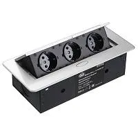Блок розеток прямоугольный выдвижной 3 розетки (Schuko), max 2700W, 250V, с проводом 2,0 метра, серый — купить оптом и в розницу в интернет магазине GTV-Meridian.